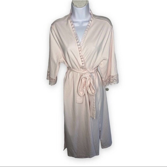Le Pink Other - Le Rose Womens Medium Large Bath Robe Blush Pink Cutout Trim With Tie Wedding